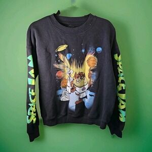 Space Jam Tune Squad Black Sweatshirt Bugs Bunny & Taz Cotton/polyester-Size Med